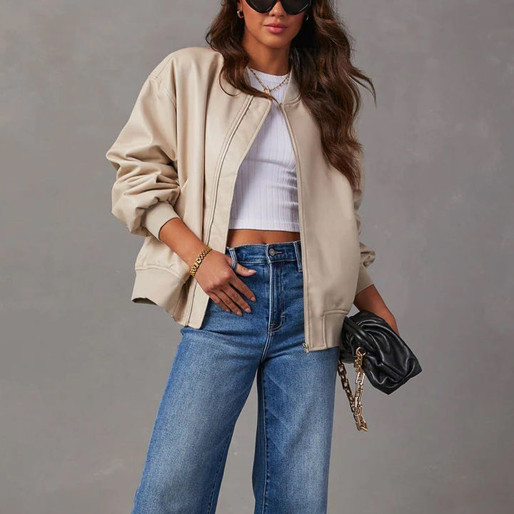 Romilly | Women's Leather Bomber Jacket