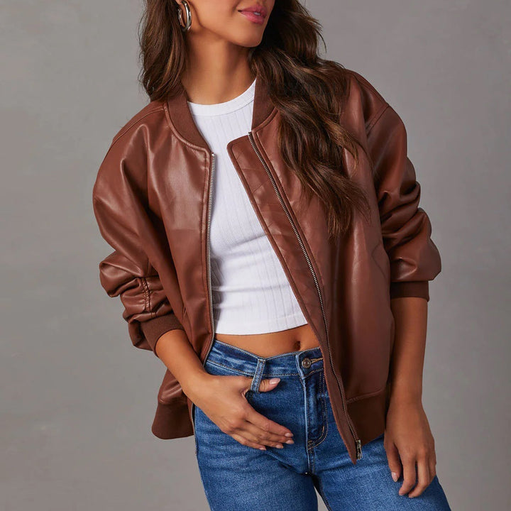 Romilly | Women's Leather Bomber Jacket