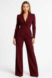Honorine | Women's Lapel Wide Leg Jumpsuit