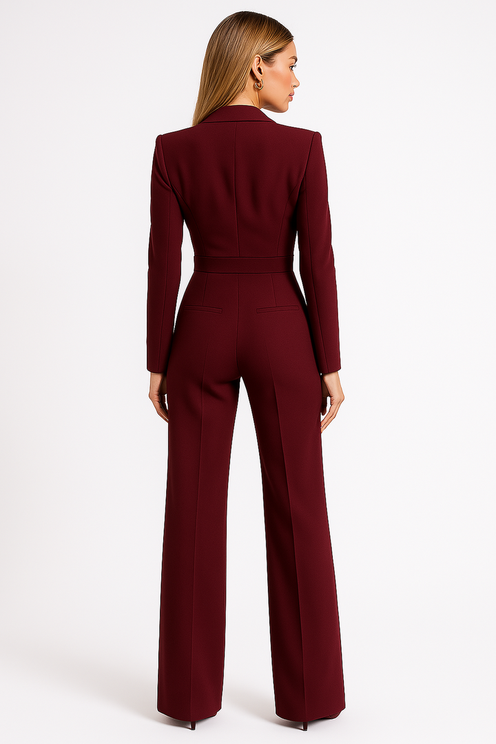 Honorine | Women's Lapel Wide Leg Jumpsuit