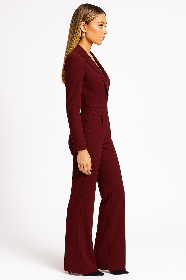 Honorine | Women's Lapel Wide Leg Jumpsuit
