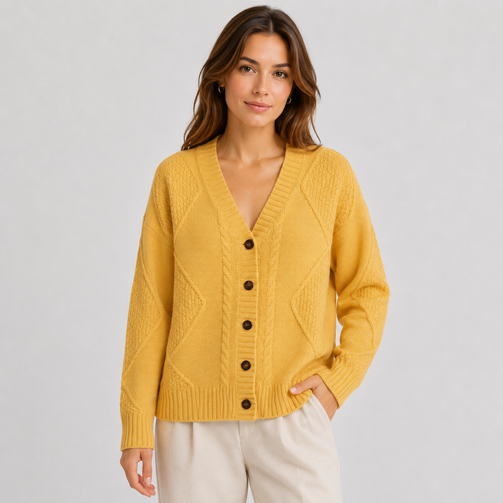 Ada | Women's Cable Knit V Neck Cardigan