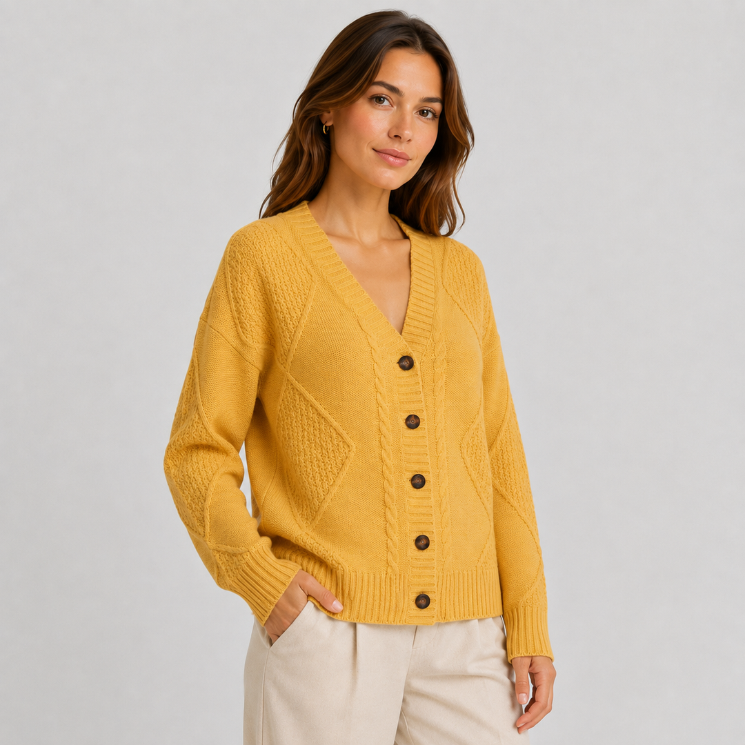 Ada | Women's Cable Knit V Neck Cardigan