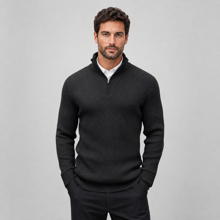 Caleb | Men's Ribbed Quarter Zip Sweater