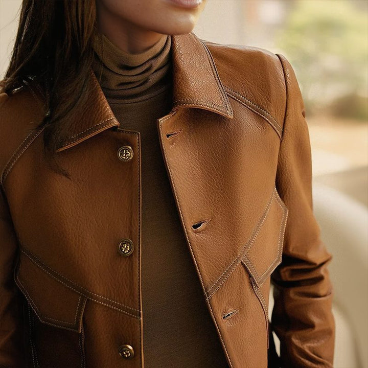 Lilian | Women's Cropped Leather Biker Jacket