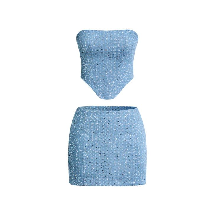 Elvire | Women's Sequin Corset Mini Skirt Set