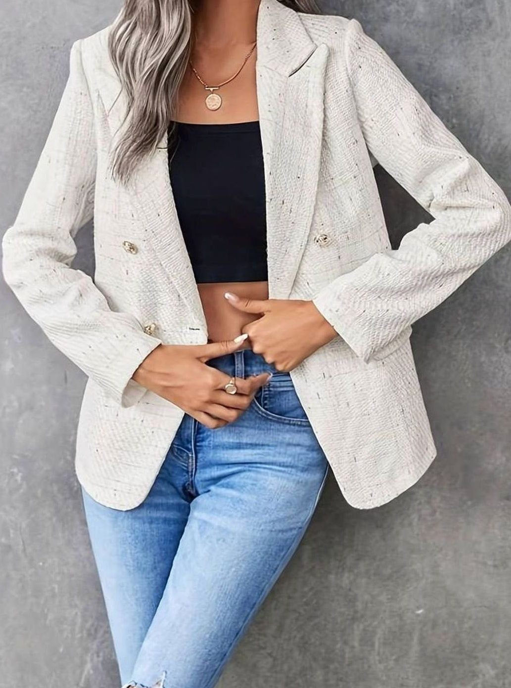 Flora | Women's Double-Breasted Tweed Blazer
