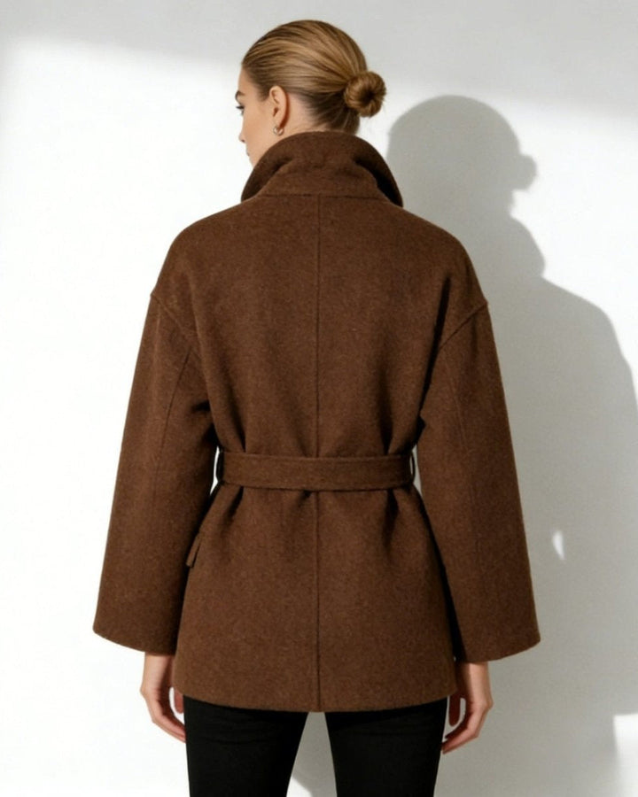 Marguerite | Women's Belted Funnel Neck Wool Coat