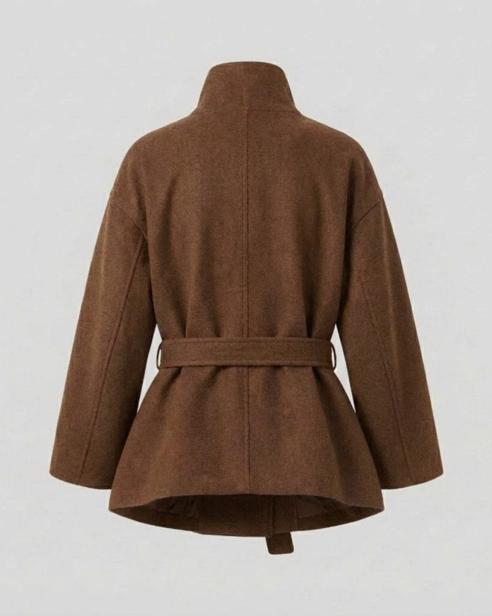 Marguerite | Women's Belted Funnel Neck Wool Coat