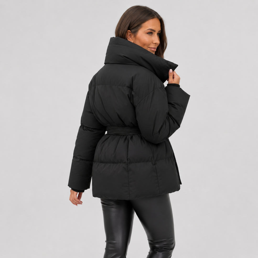 Noelle | Women's Belted Stand-Collar Puffer Coat
