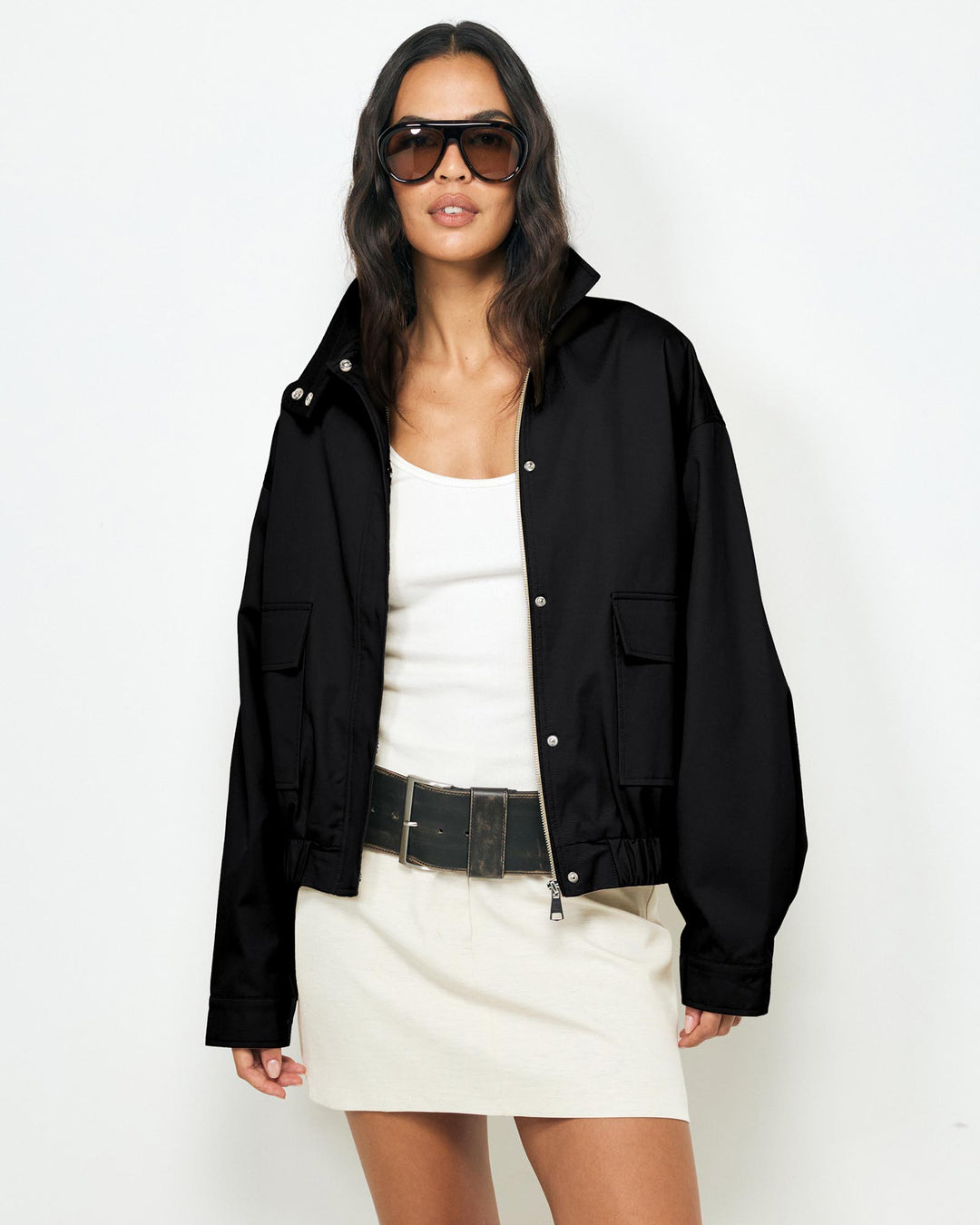 Agathe | Women's Funnel Neck Bomber Jacket