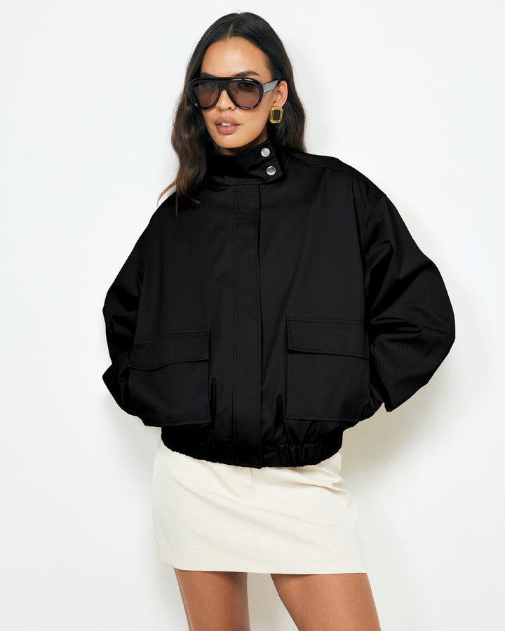 Agathe | Women's Funnel Neck Bomber Jacket