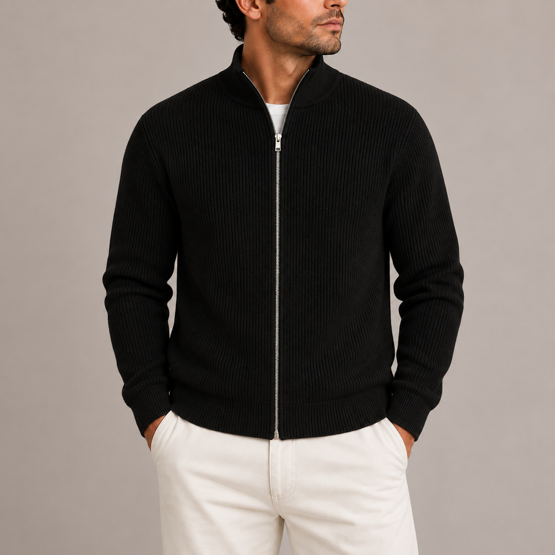 Wade | Men's Ribbed Full Zip Cardigan