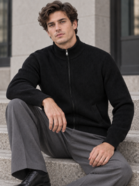 Emmett | Men's Stand Collar Full-Zip Knit Sweater