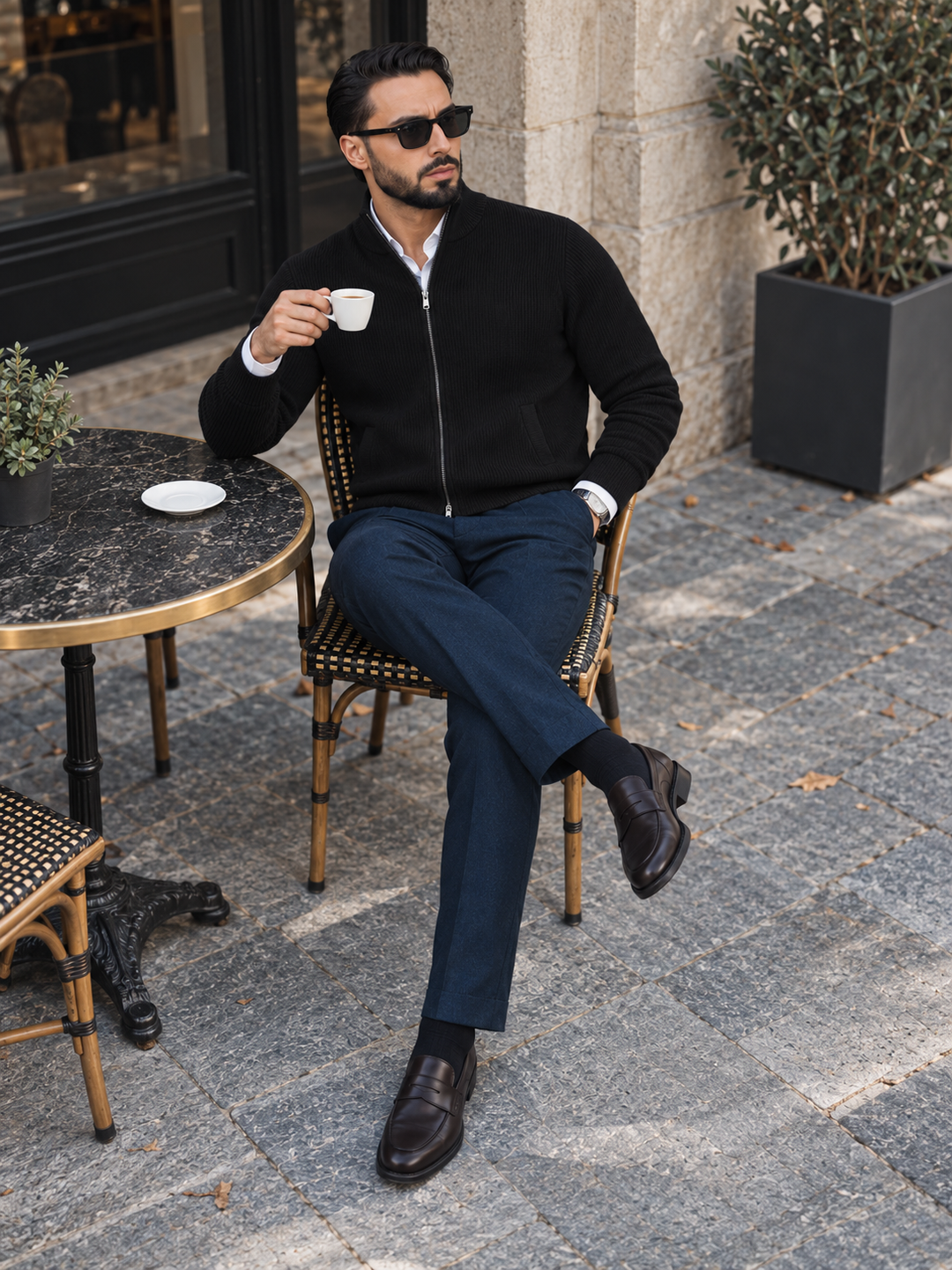 Emmett | Men's Stand Collar Full-Zip Knit Sweater