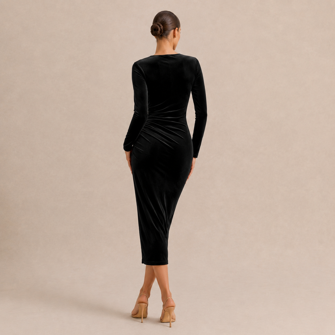 Valentina | Women's Ruched Velvet Wrap Dress