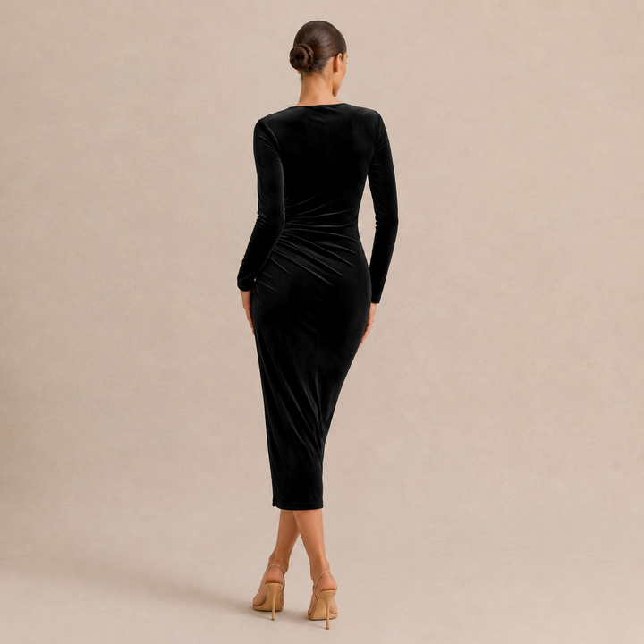 Valentina | Women's Ruched Velvet Wrap Dress