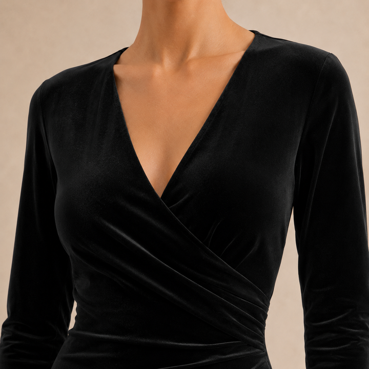 Valentina | Women's Ruched Velvet Wrap Dress