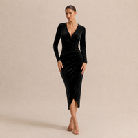 Valentina | Women's Ruched Velvet Wrap Dress