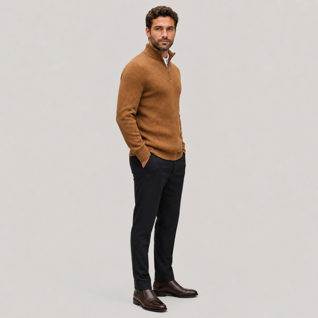 Caleb | Men's Ribbed Quarter Zip Sweater