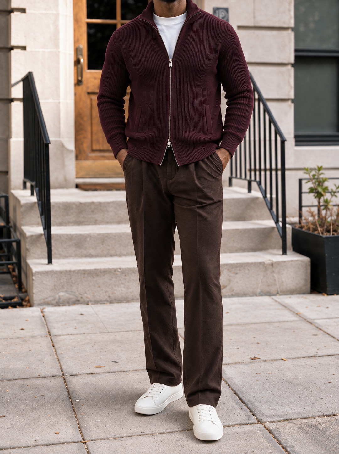 Emmett | Men's Stand Collar Full-Zip Knit Sweater