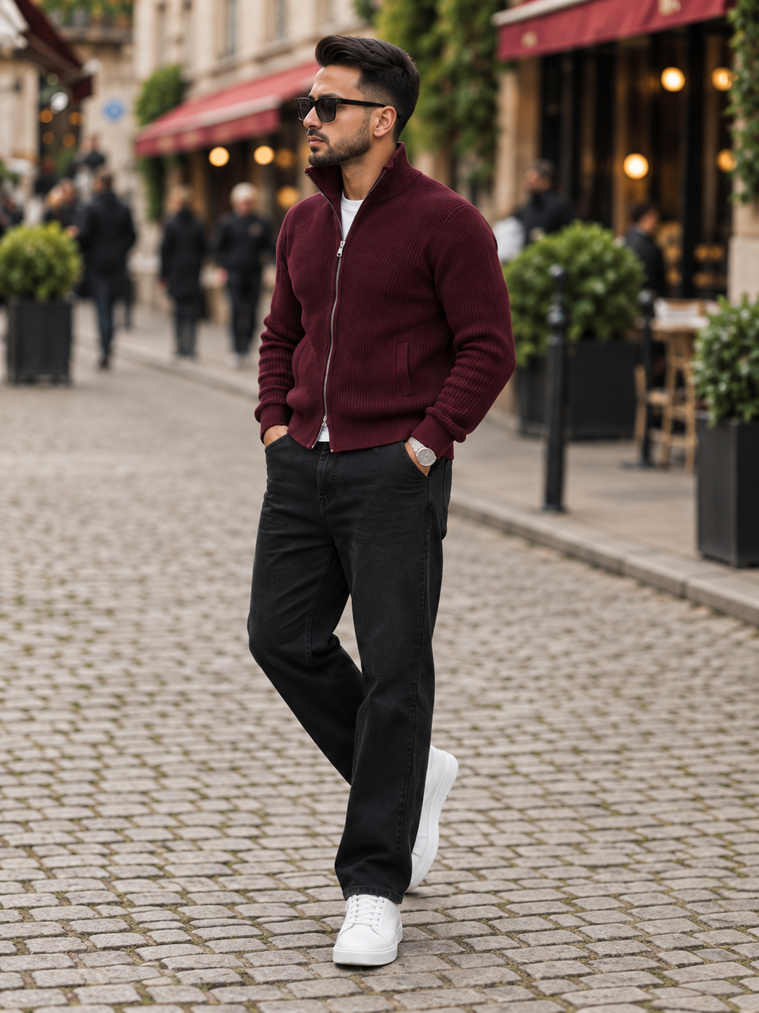 Emmett | Men's Stand Collar Full-Zip Knit Sweater