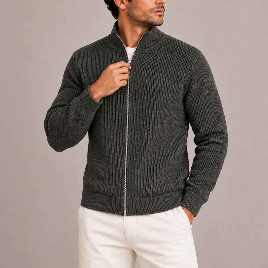 Wade | Men's Ribbed Full Zip Cardigan