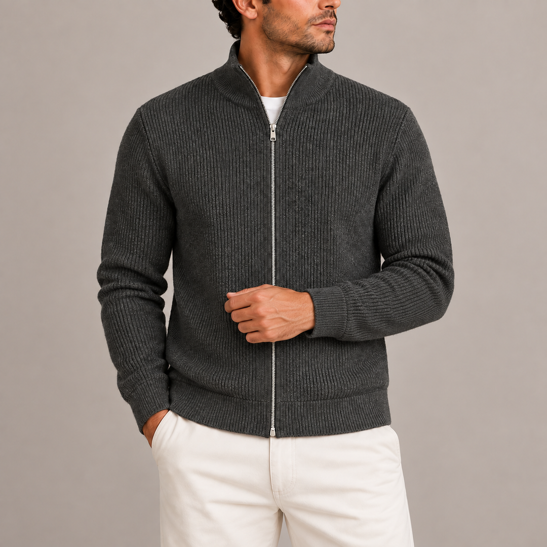 Wade | Men's Ribbed Full Zip Cardigan