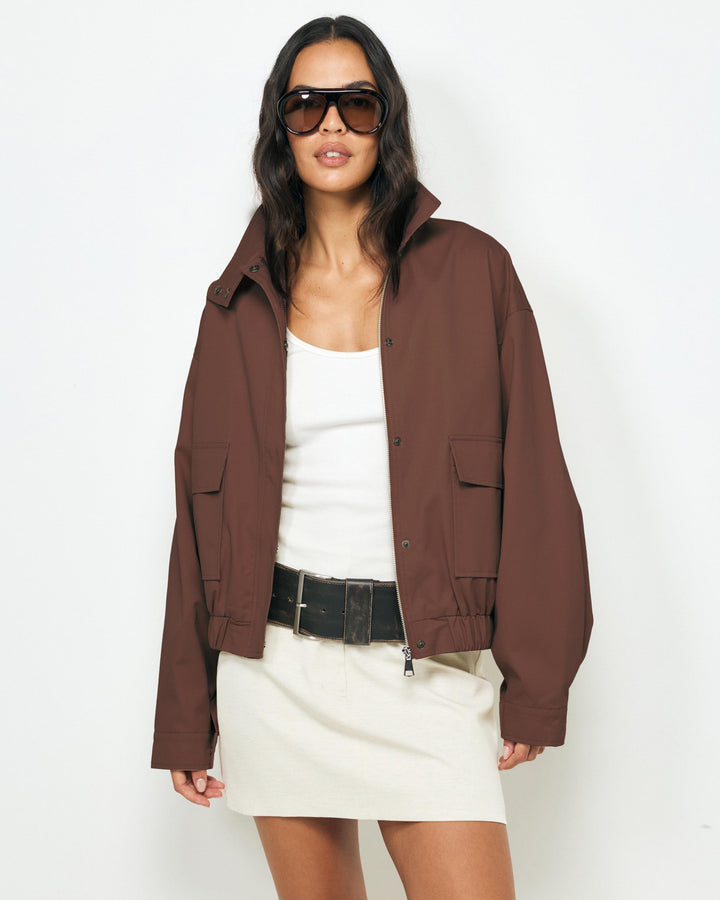 Agathe | Women's Funnel Neck Bomber Jacket