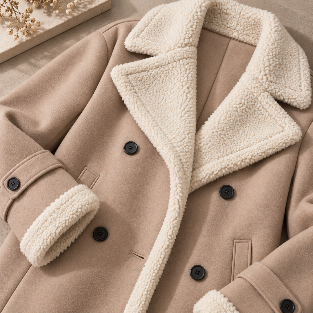 Octavia | Women's Double-Breasted Shearling-Trim Coat