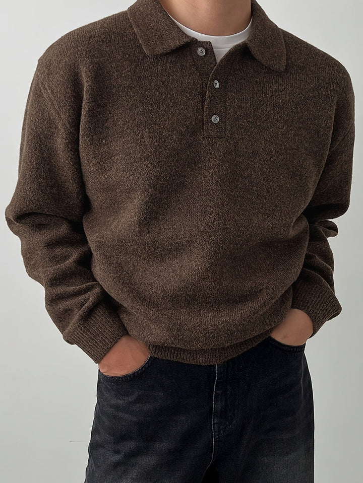 Cormac | Men's Long Sleeve Knit Polo Sweater