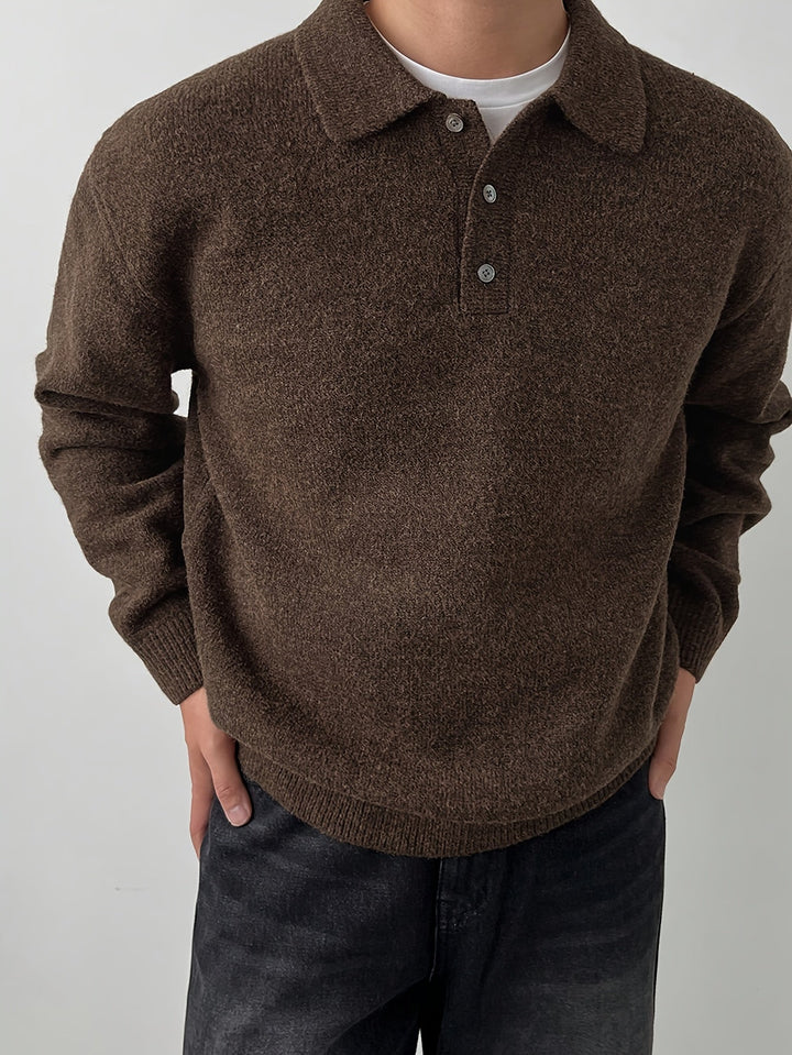 Cormac | Men's Long Sleeve Knit Polo Sweater
