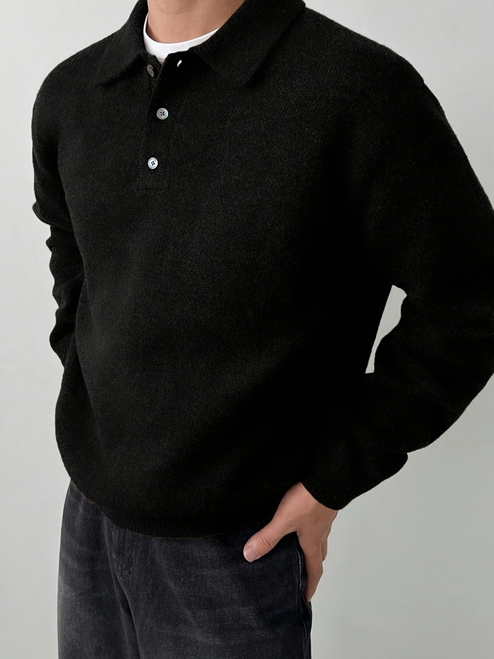 Cormac | Men's Long Sleeve Knit Polo Sweater