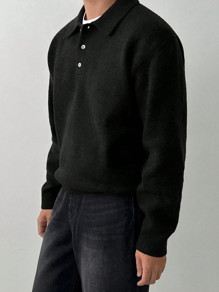 Cormac | Men's Long Sleeve Knit Polo Sweater