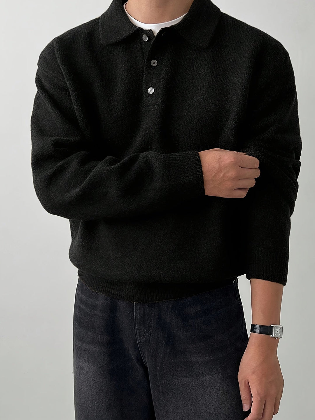 Cormac | Men's Long Sleeve Knit Polo Sweater