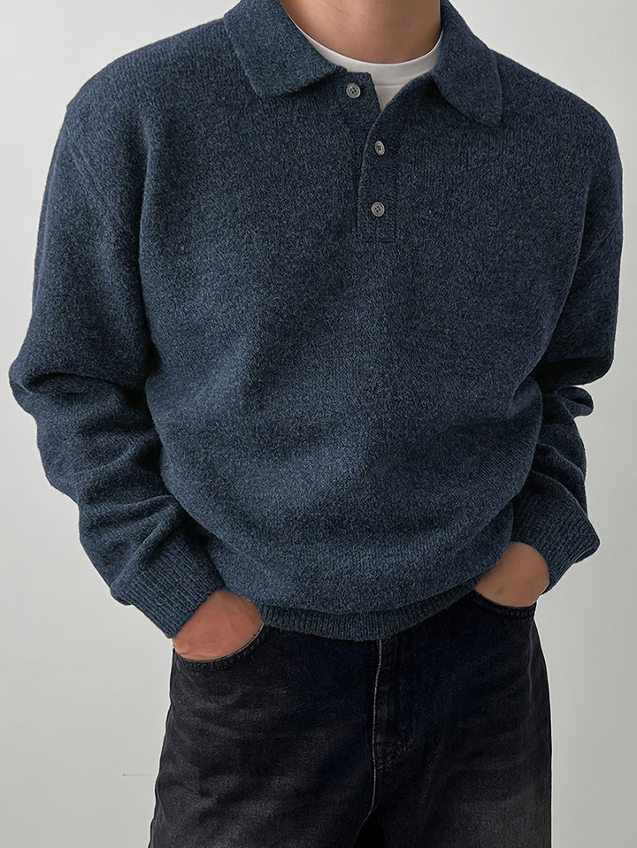 Cormac | Men's Long Sleeve Knit Polo Sweater