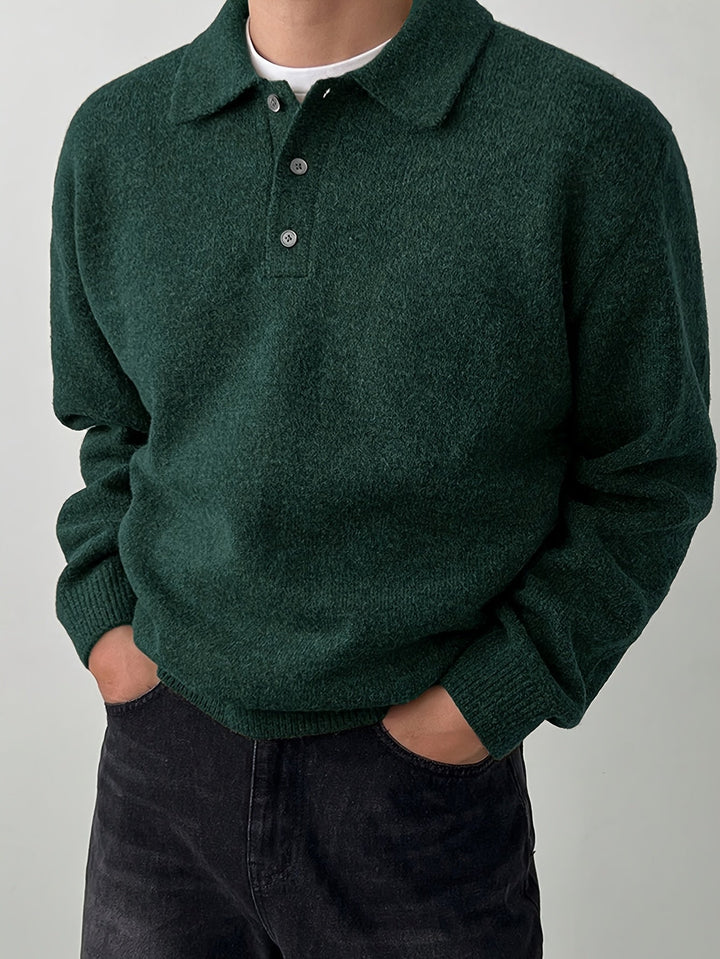 Cormac | Men's Long Sleeve Knit Polo Sweater