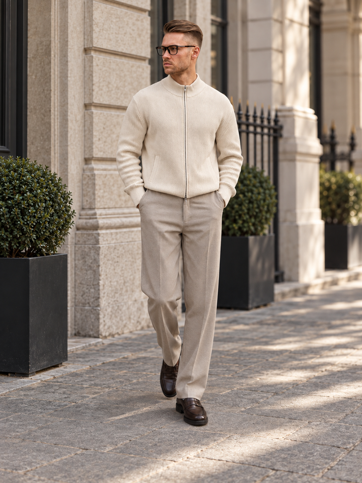 Emmett | Men's Stand Collar Full-Zip Knit Sweater