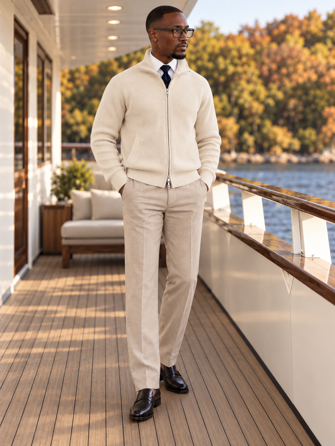 Emmett | Men's Stand Collar Full-Zip Knit Sweater