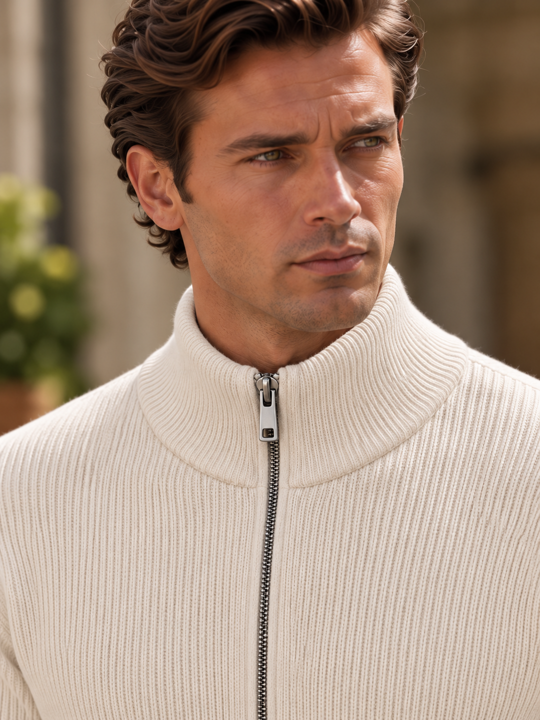 Emmett | Men's Stand Collar Full-Zip Knit Sweater