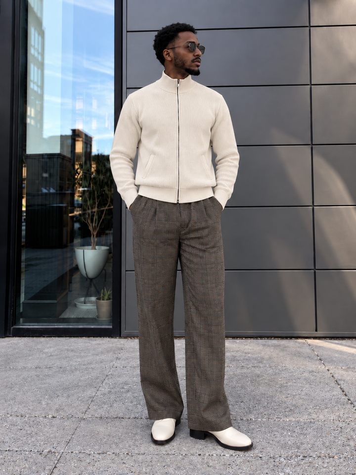 Emmett | Men's Stand Collar Full-Zip Knit Sweater