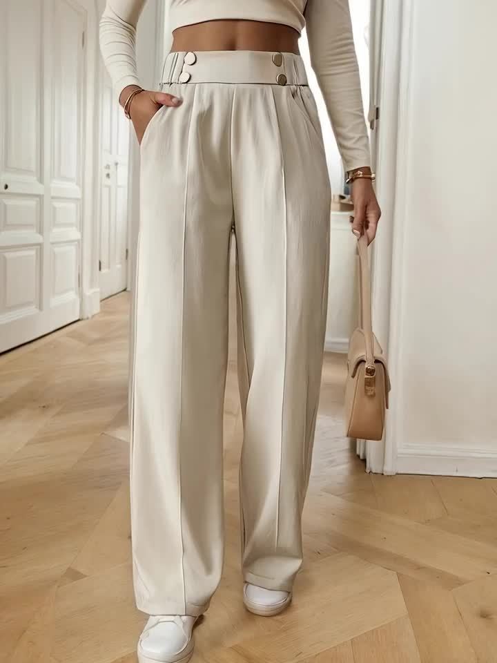 Frankie | Women's High Waist Straight Leg Trousers
