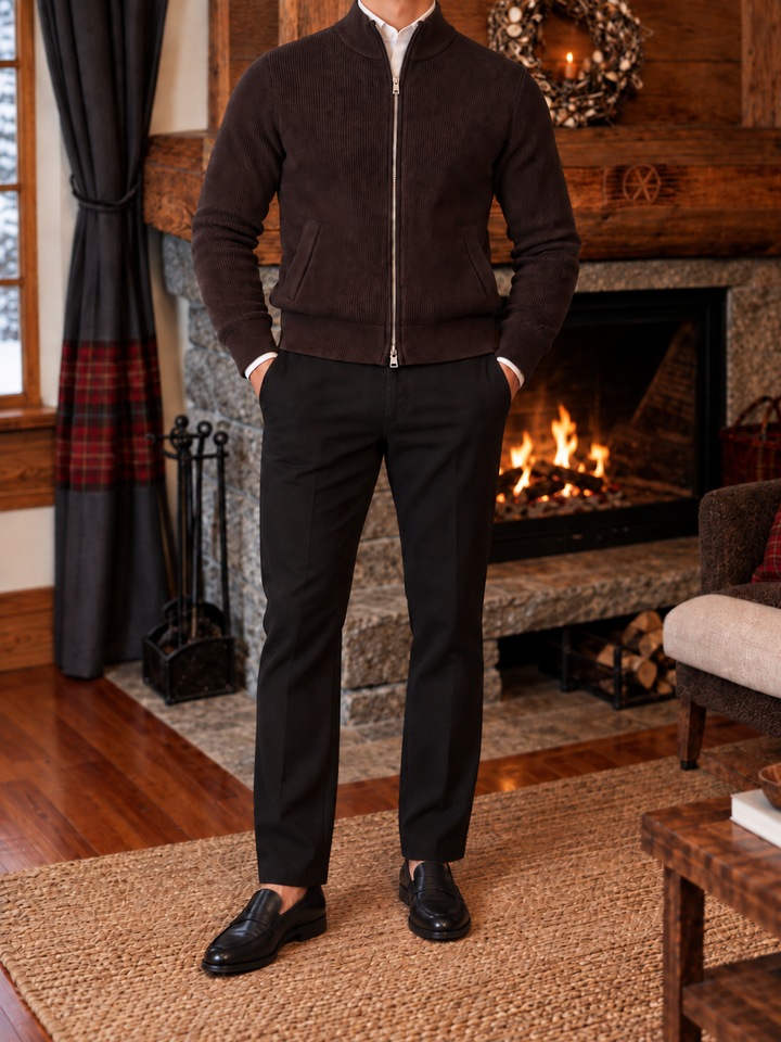 Emmett | Men's Stand Collar Full-Zip Knit Sweater