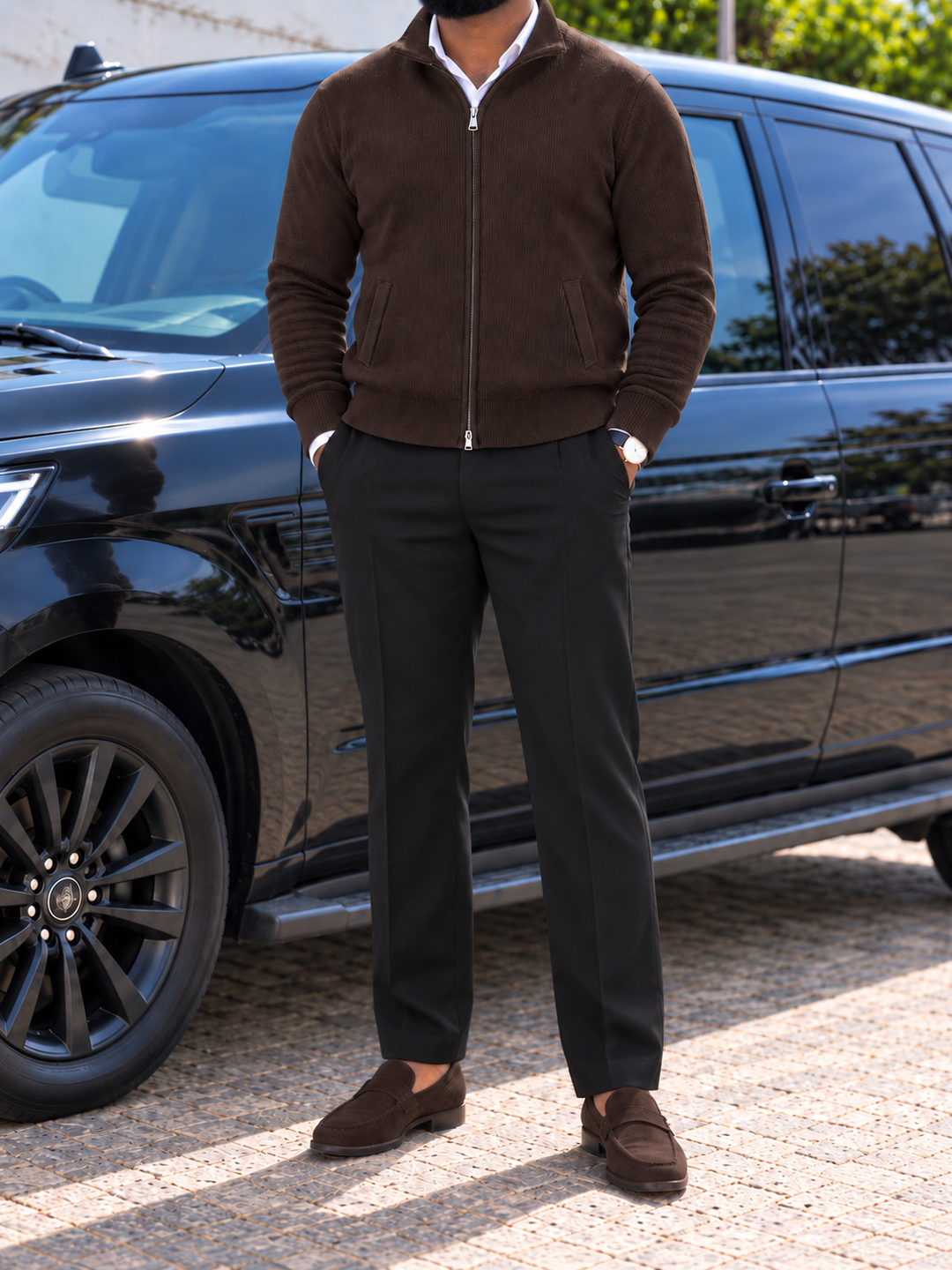 Emmett | Men's Stand Collar Full-Zip Knit Sweater