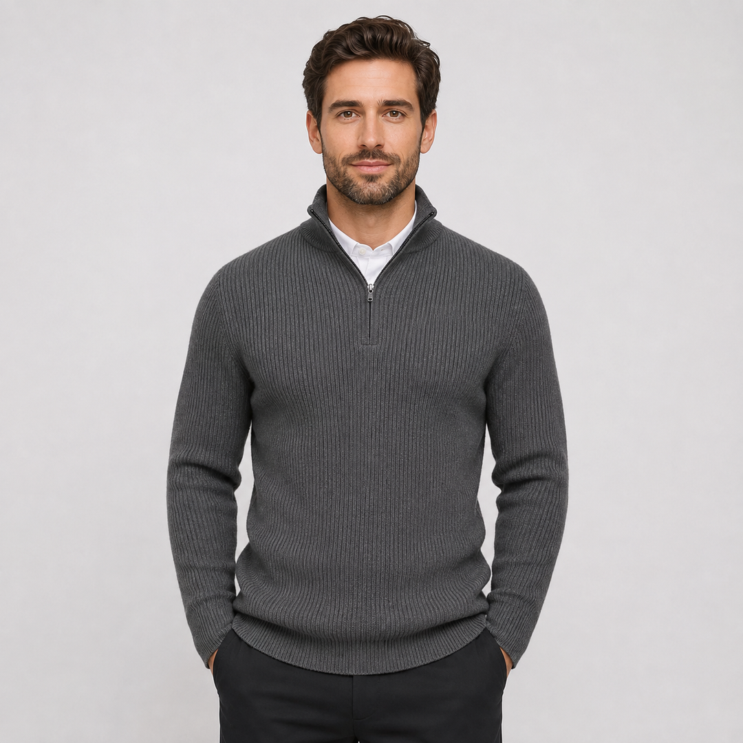 Caleb | Men's Ribbed Quarter Zip Sweater