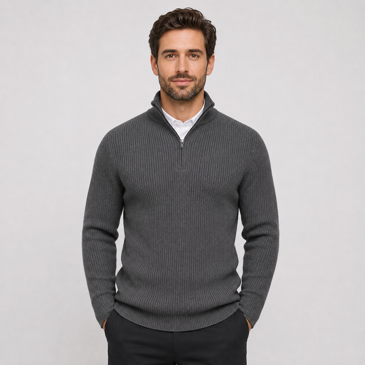 Caleb | Men's Ribbed Quarter Zip Sweater