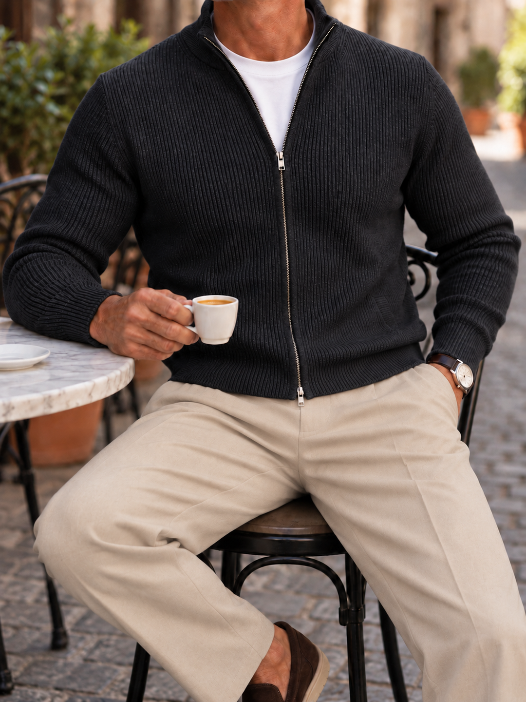 Emmett | Men's Stand Collar Full-Zip Knit Sweater