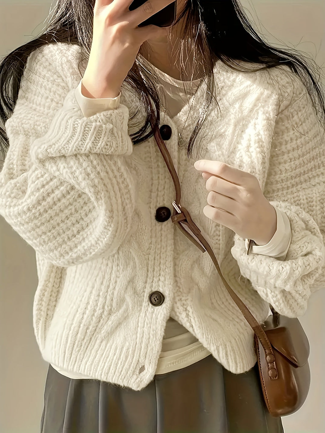 Juliet | Women's Chunky Cable Knit Button Cardigan