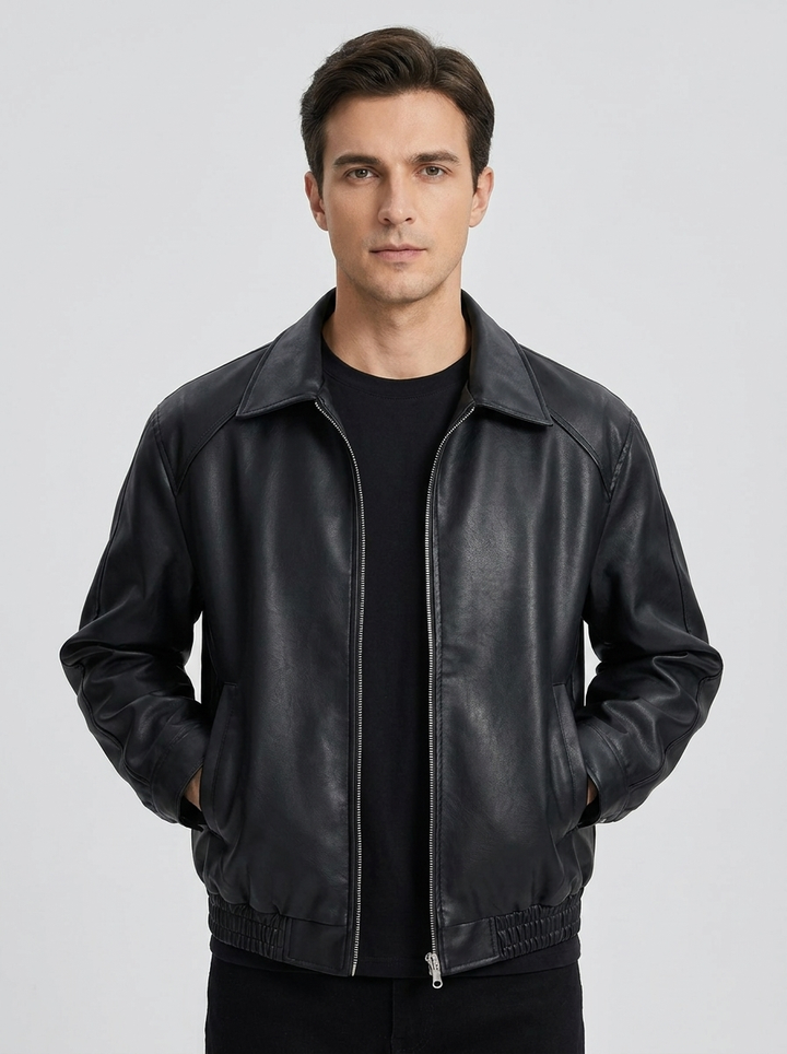 Theo | Men's Faux Leather Bomber Jacket