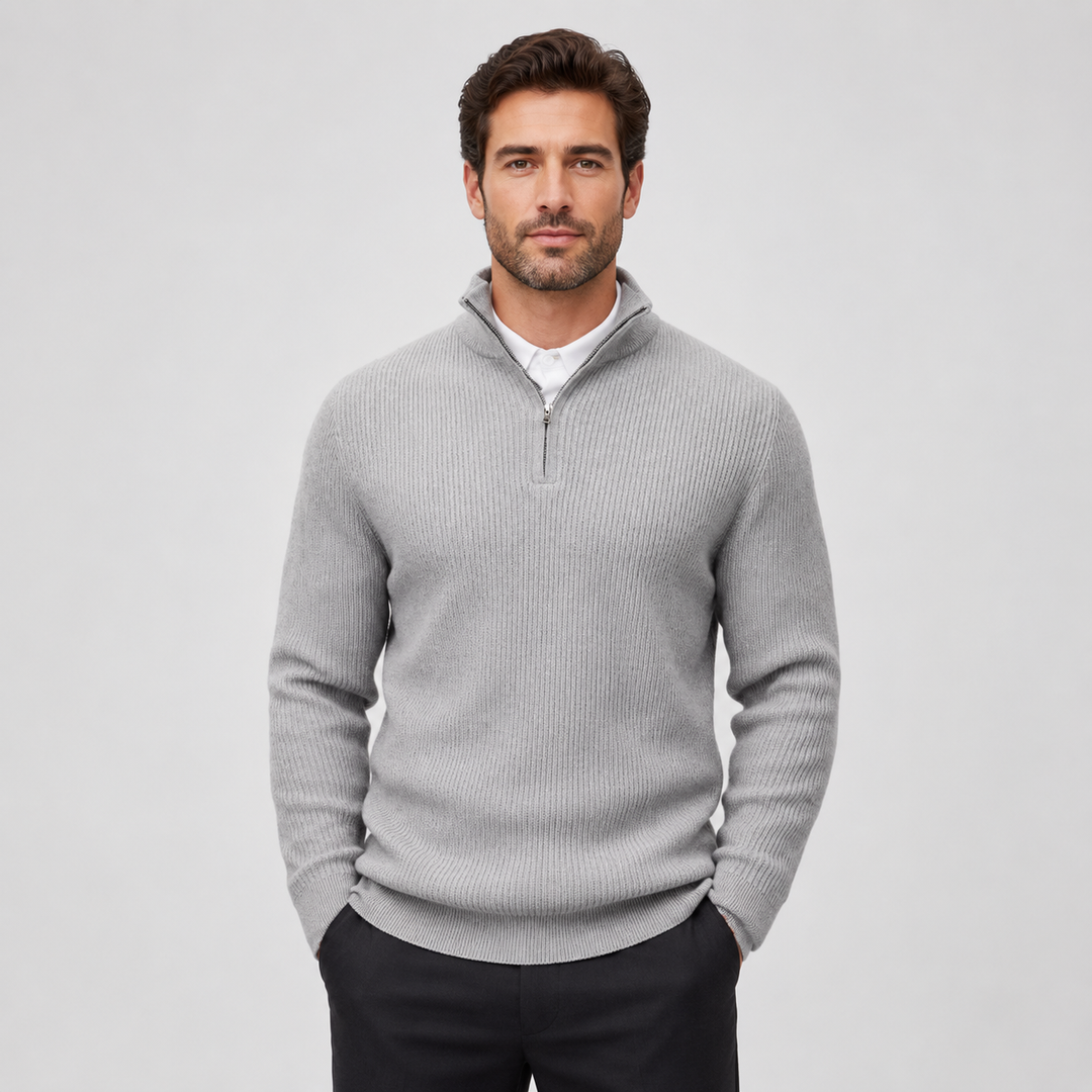 Caleb | Men's Ribbed Quarter Zip Sweater